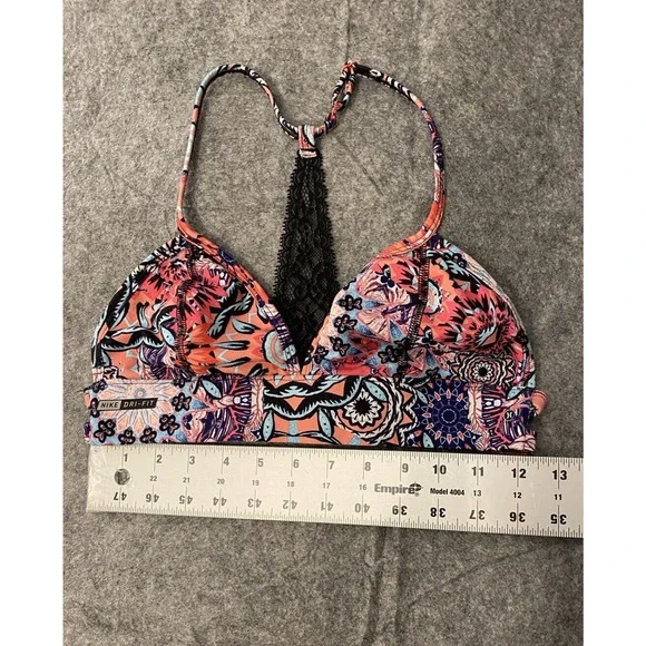 Nike Dri Fit Sports Bra Size XS-S Floral Lace Racer Back Hurley Collaboration - Picture 2 of 5